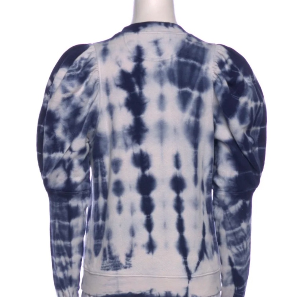 Ulla Johnson Philo Indigo Tie-Dye Puff Sleeve Sweatshirt Top